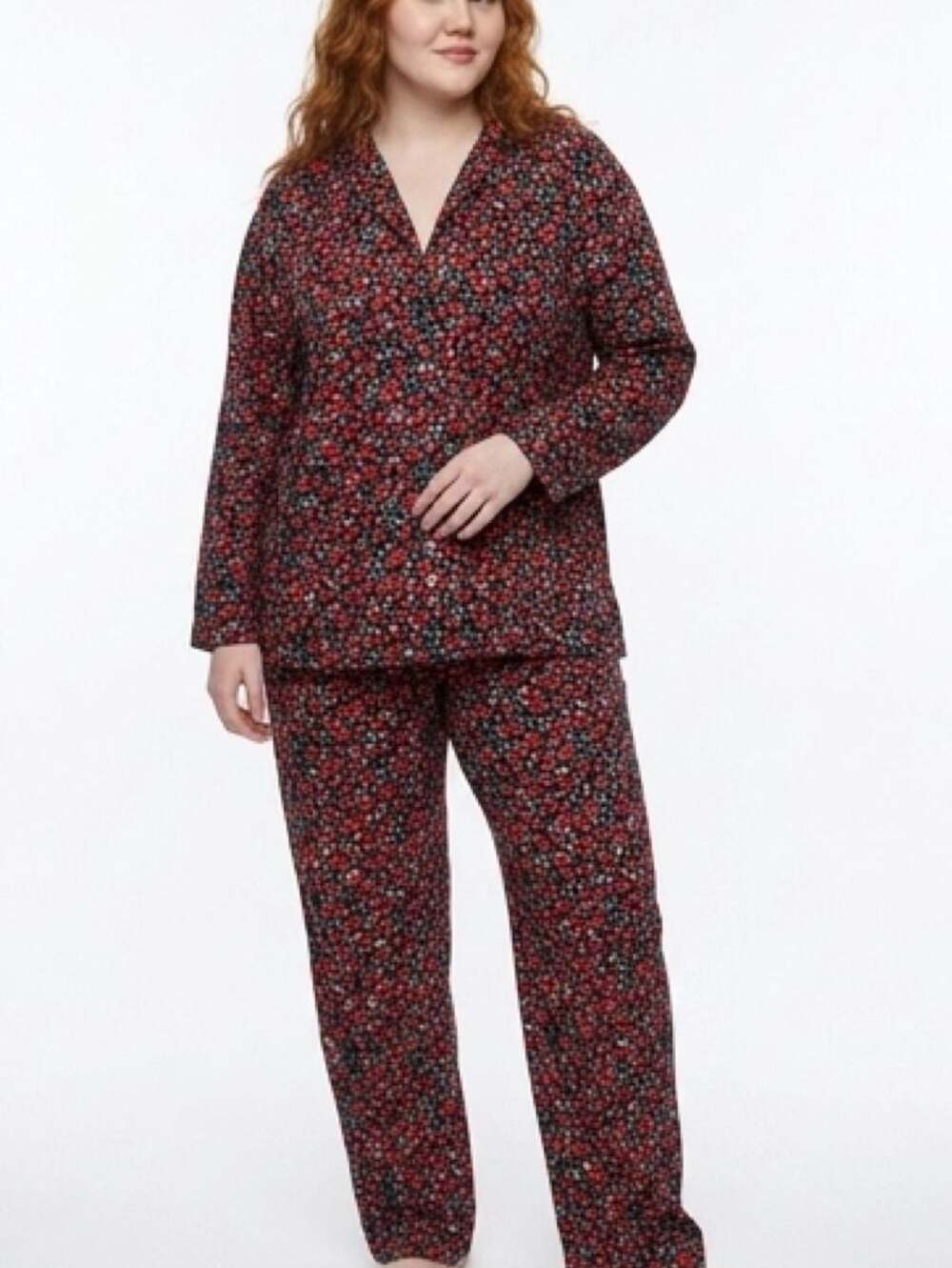 Soft Girl, Old Navy Red Floral Pomegranate Print PJ Set Size 4X